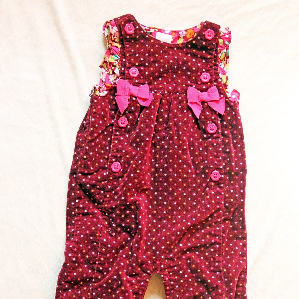 Fancy Velour Romper Overalls - Picture 2 of 5